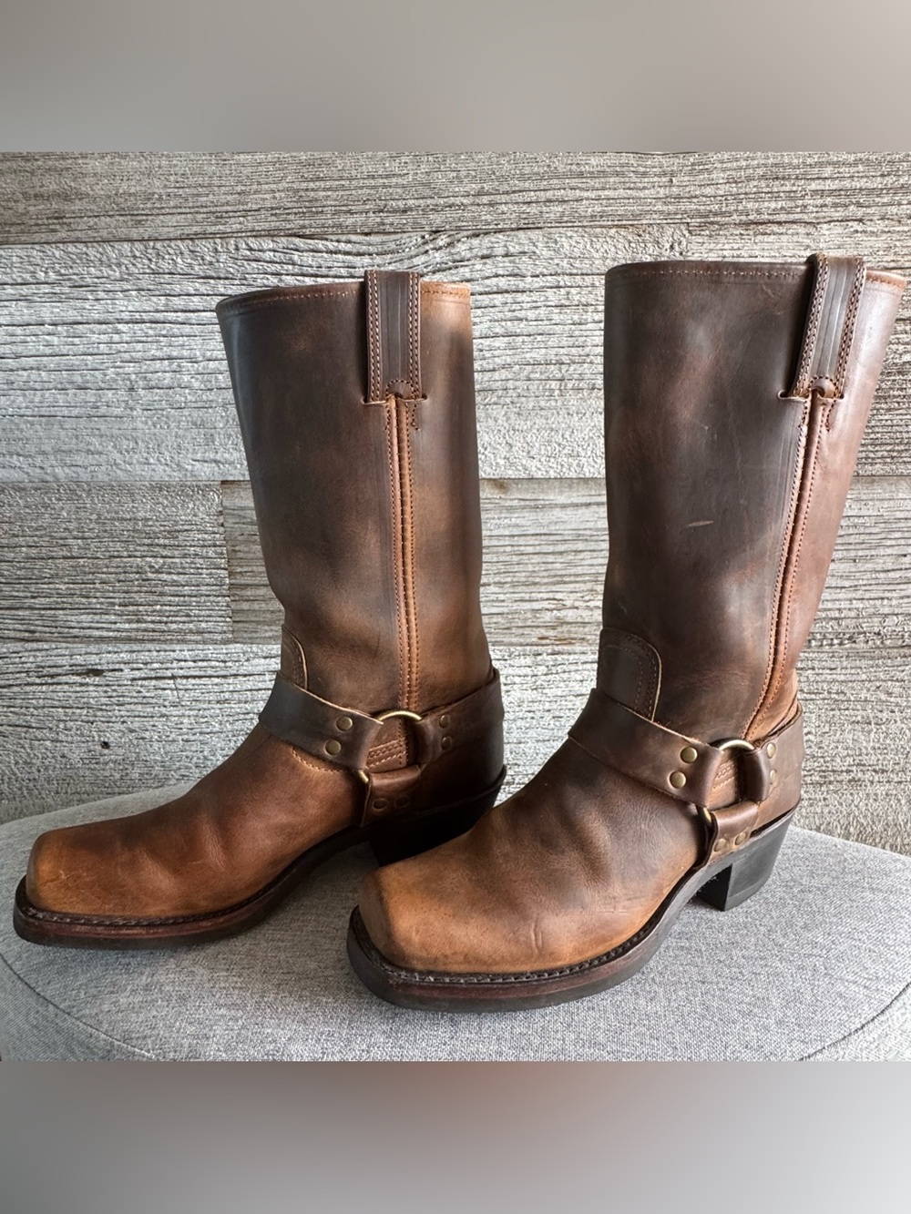 Frye Harness Brown Leather Boots Women’s 8.5 M Made in USA